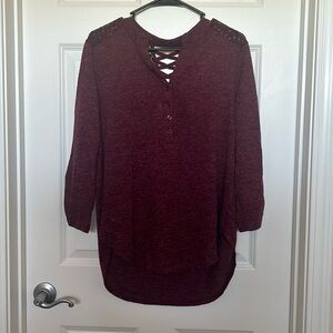 Burgundy 3/4 sleeve top